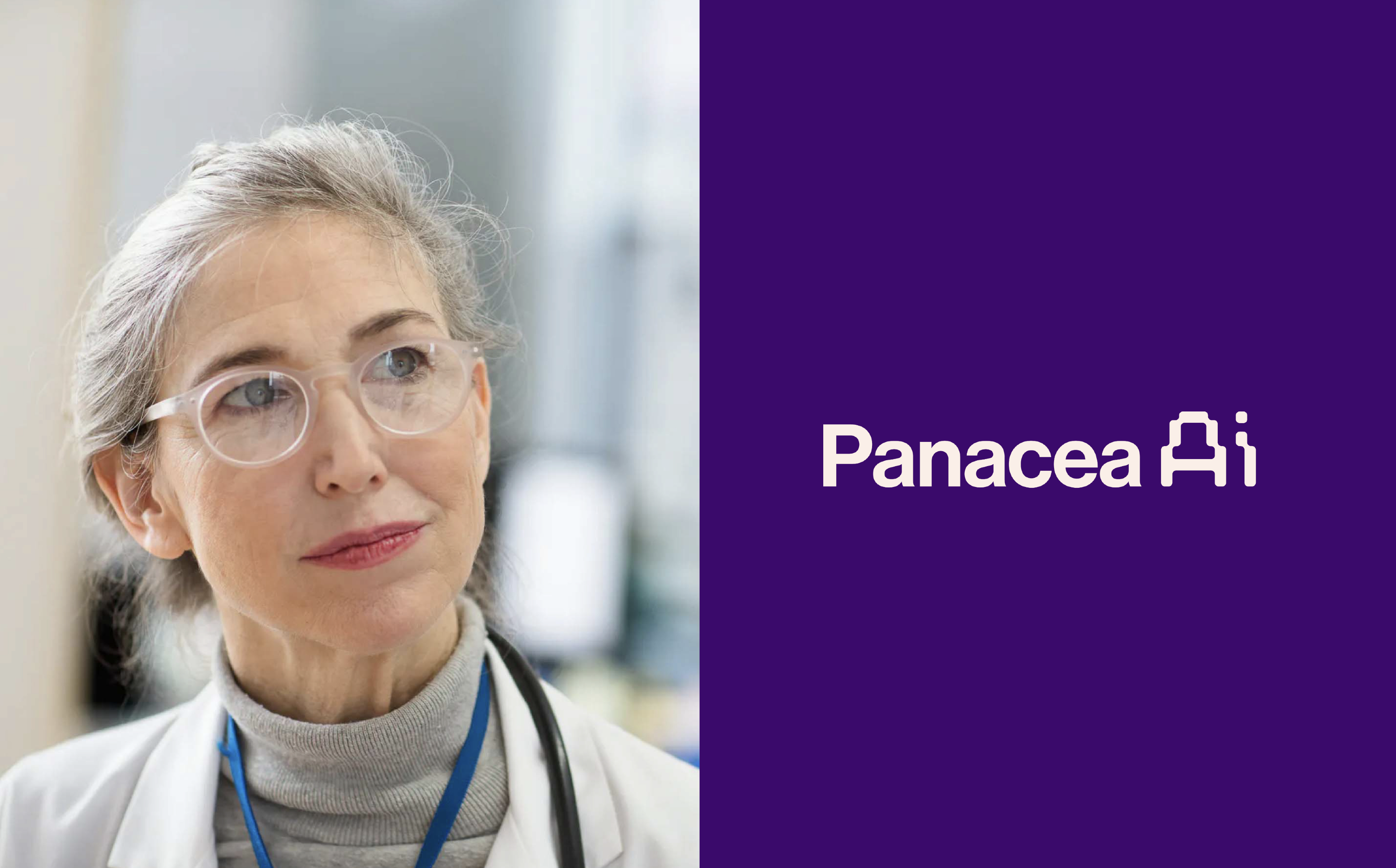 Senior doctor with Panacea AI branding