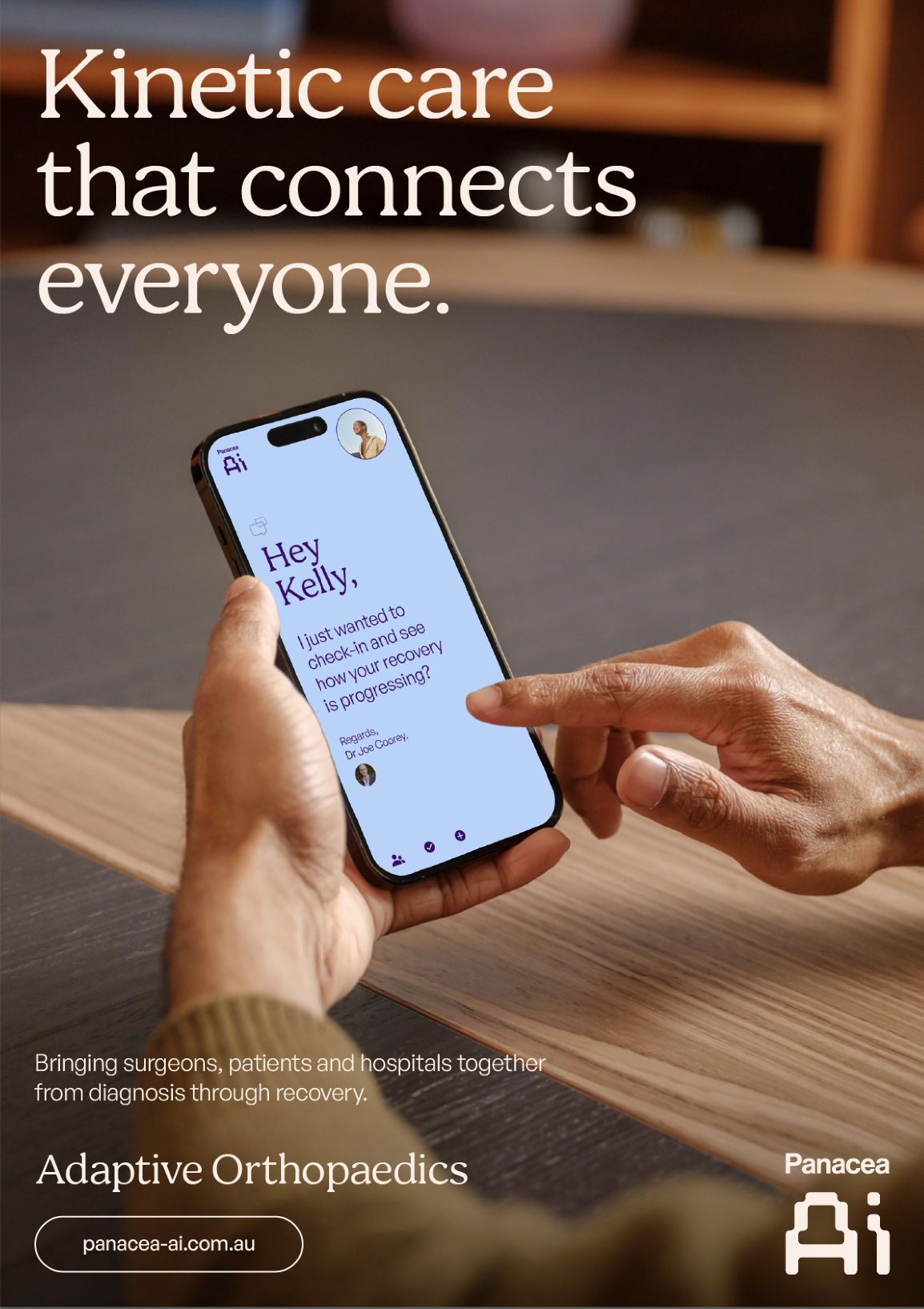 Panacea AI patient app showing recovery check-in